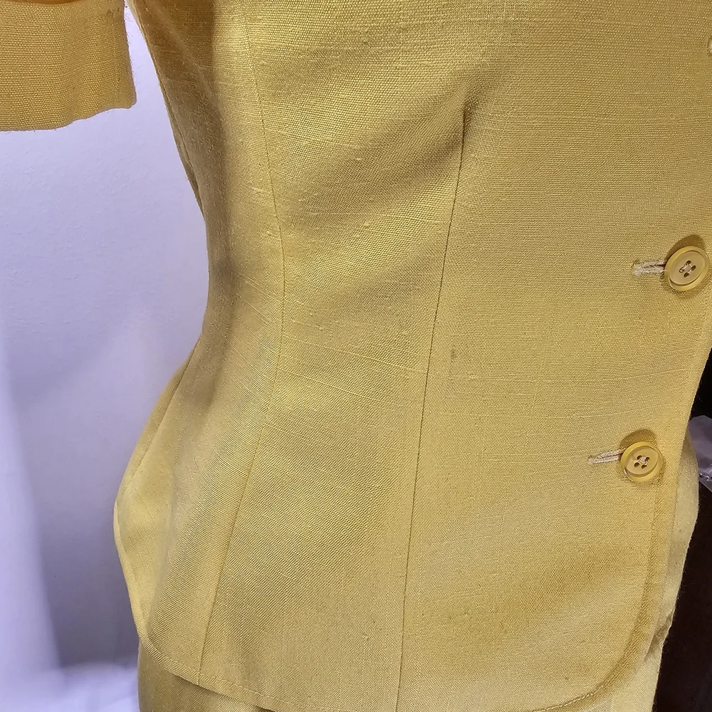 Vintage Yellow Skirt Suit Set Women's Size 4 1970s Retro Office Union Made in US